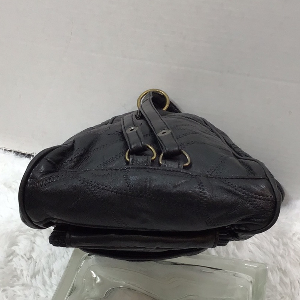 Patchwork black leather convertible backpack - image 9